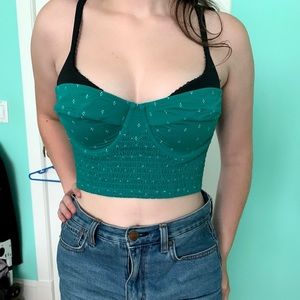 teal free people corset top